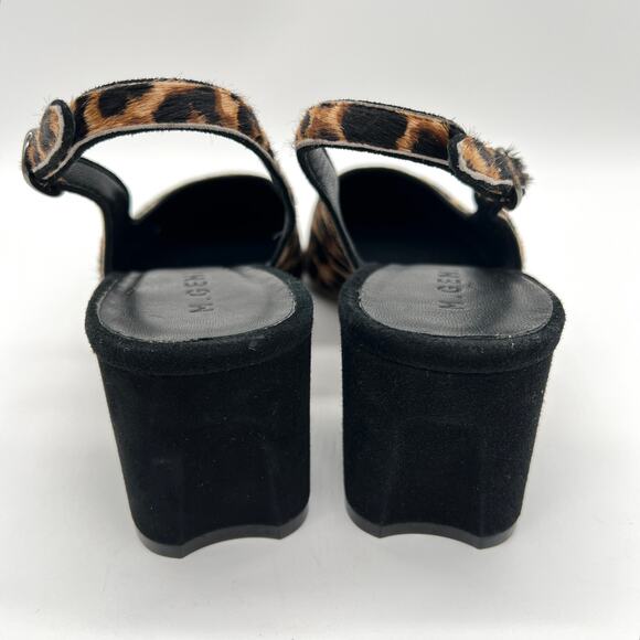 M GEMI Slingback Pump Womens 10.5 Leopard Print Calfhair Pointy Block Heel Suede - Picture 5 of 10